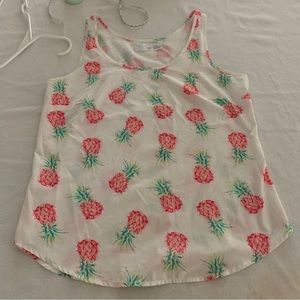 Faded glory small 4-6 pink pineapple sleeveless polyester Euc